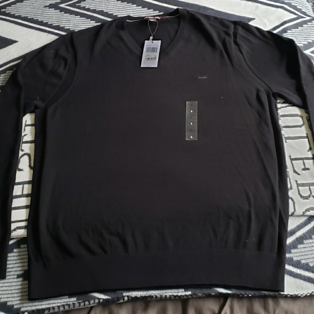 Michael Kors Black V-Neck Sweater L
